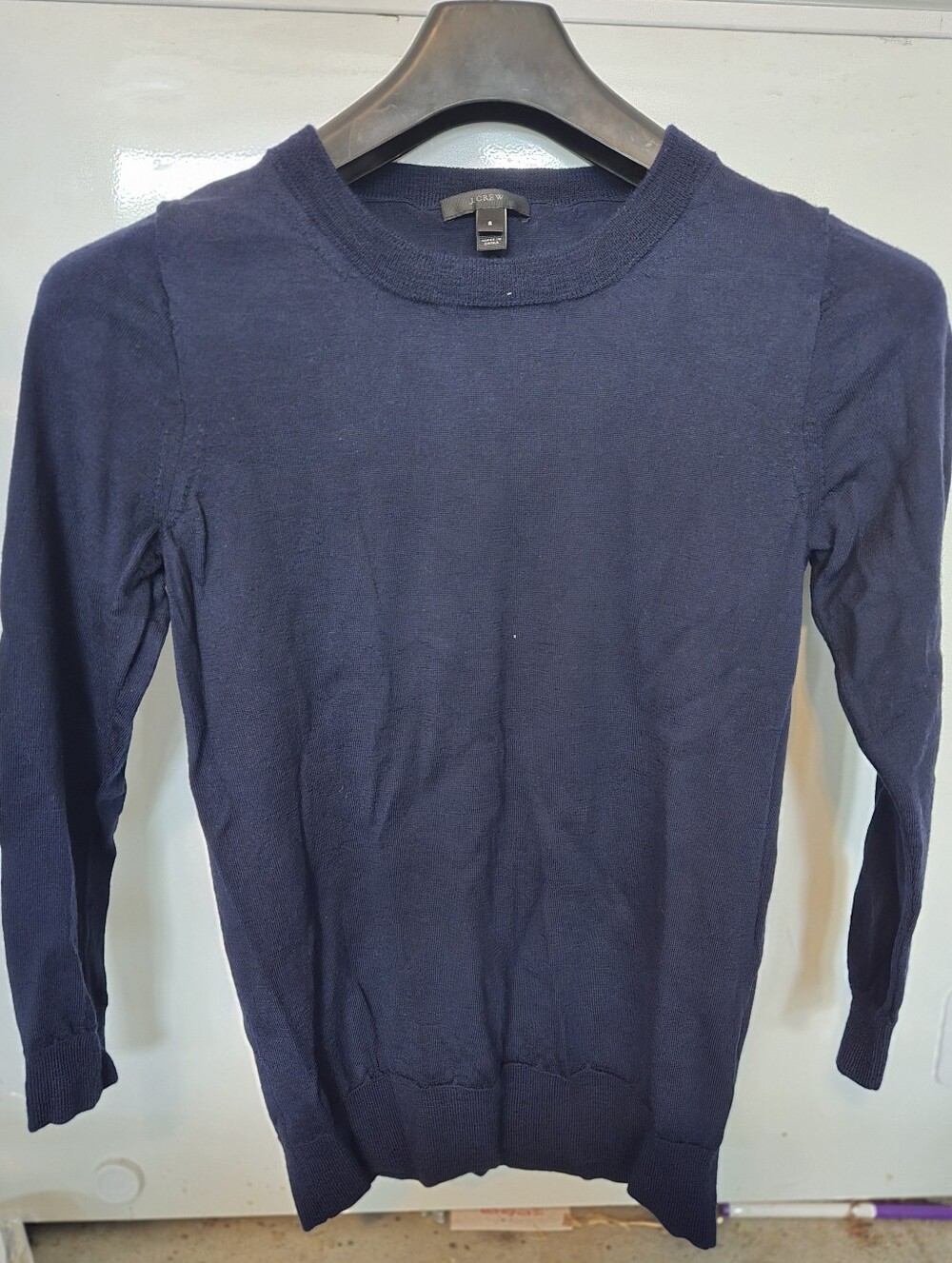 Classic Navy Jcrew Wool Crewneck Sweater - Women